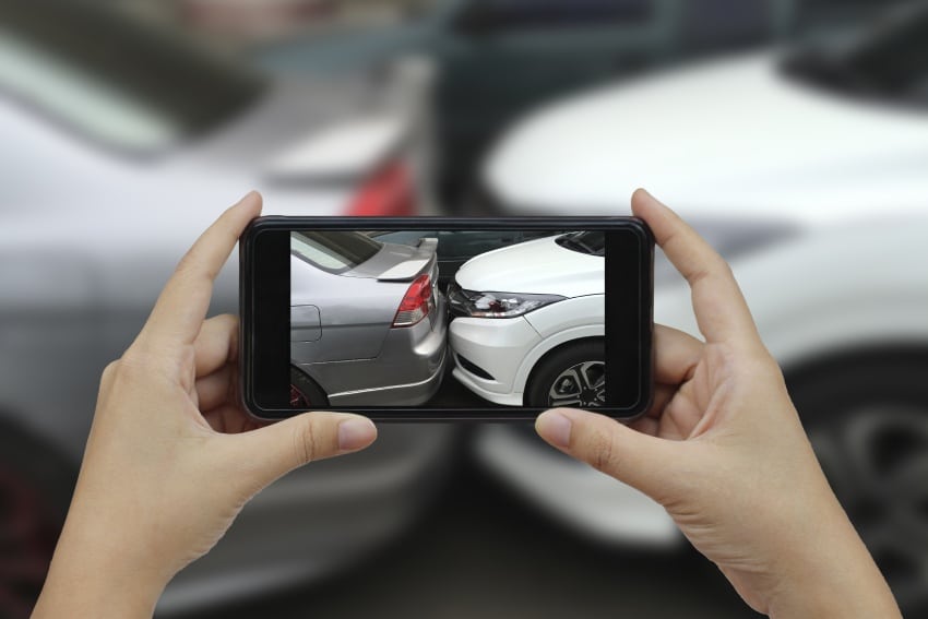 Documenting damage in a car accident on a cellphone