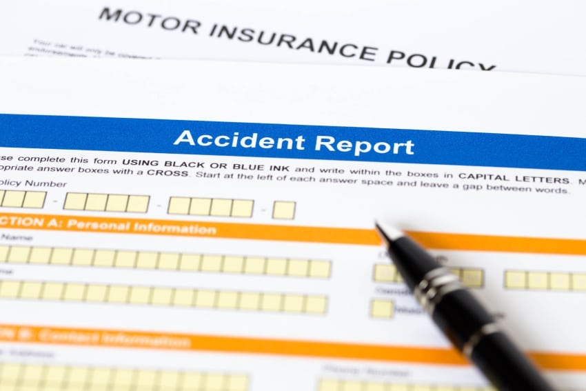 Closeup of an auto accident report